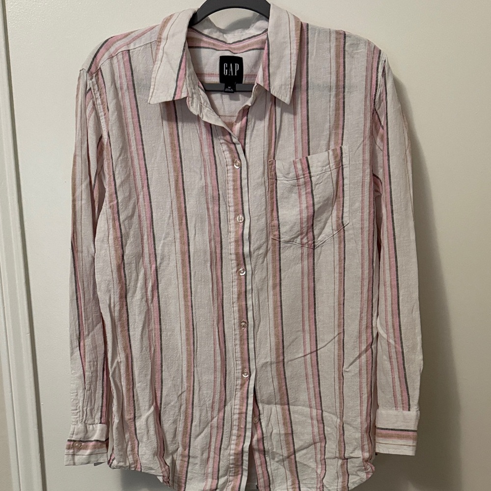 GAP Women’s Striped Shirt - Pink and White